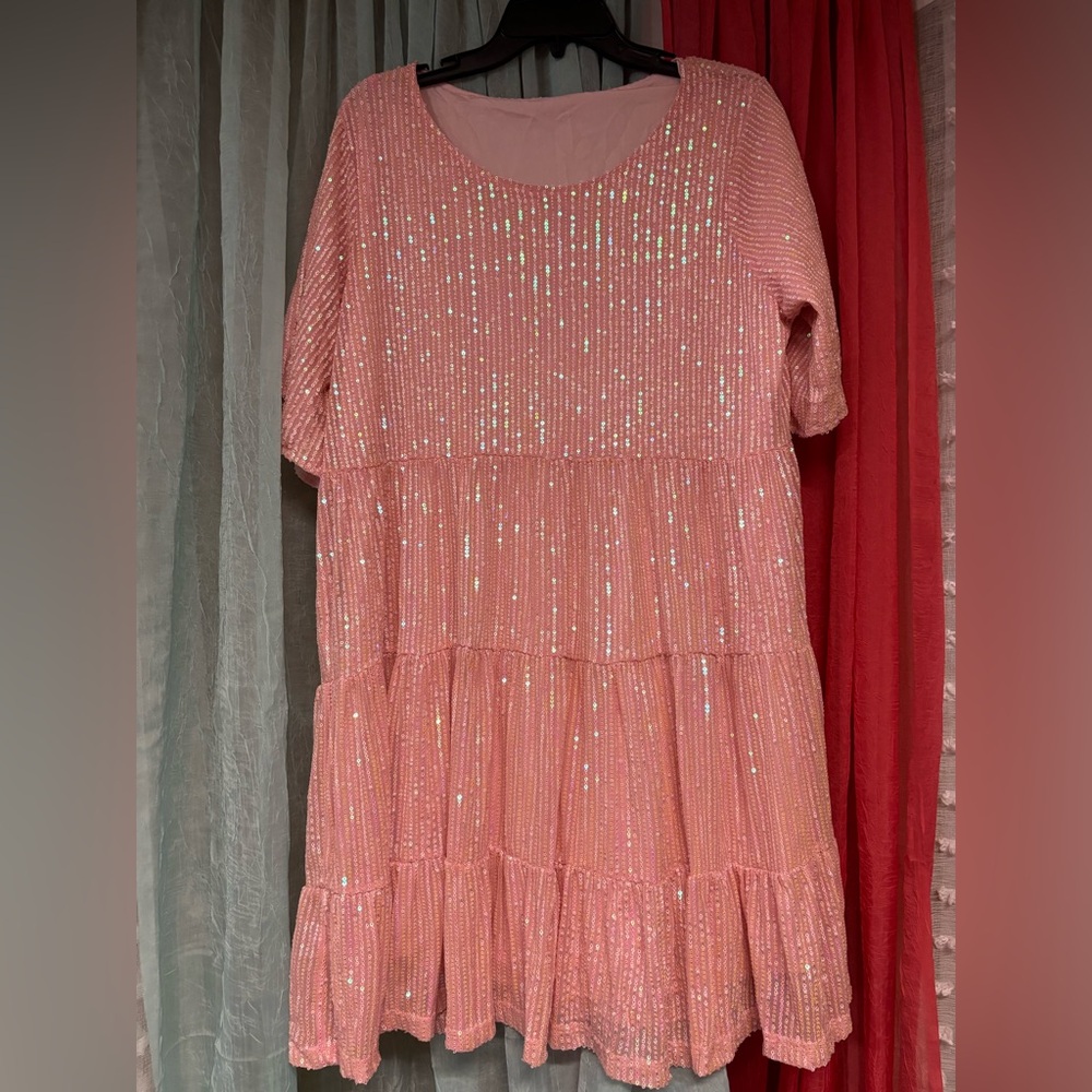 Source Unknown Sparkling Pink Midi Dress